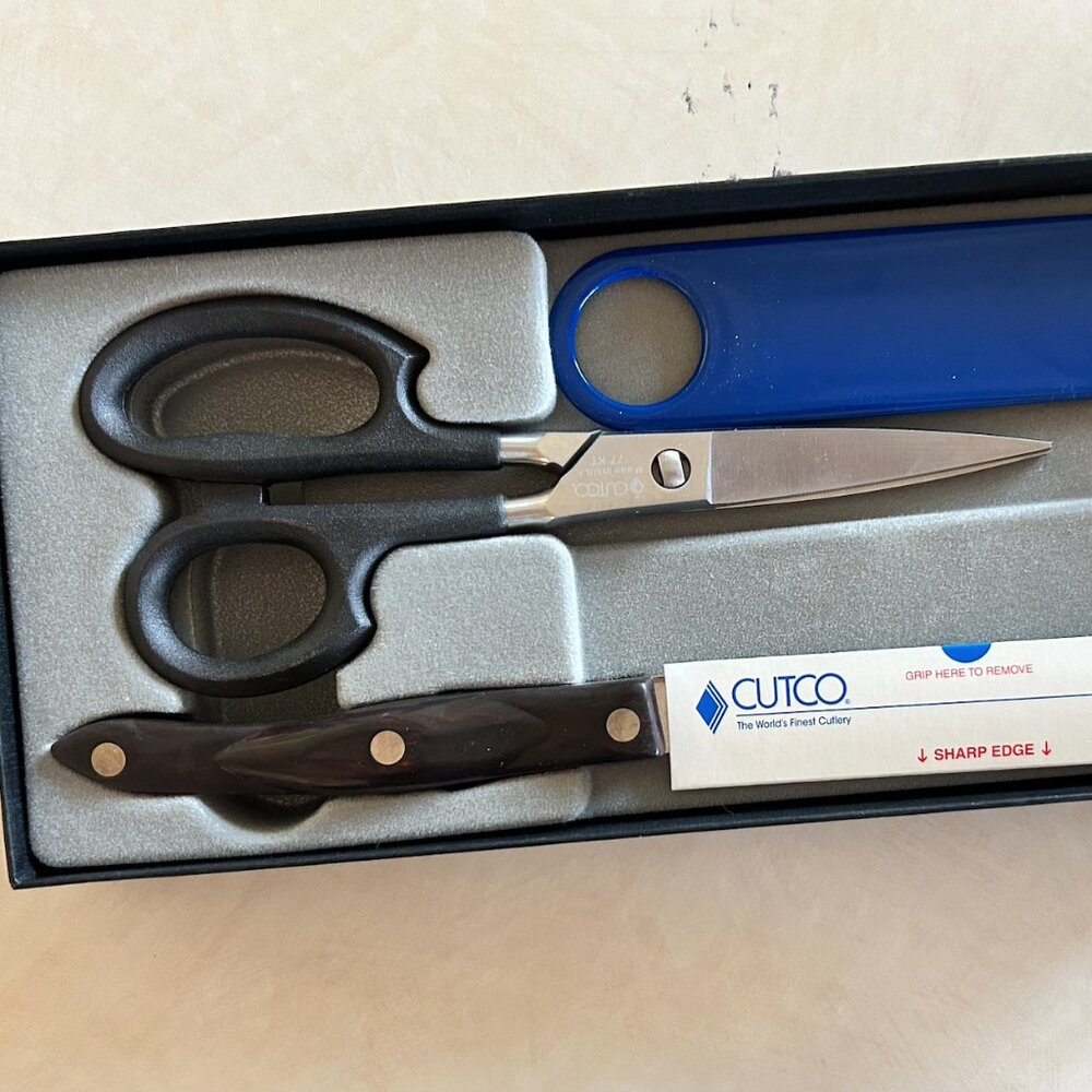 Brand New in Box Cutco scissors and small serrated knife